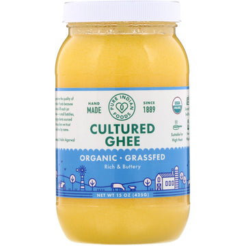 Pure Indian Foods, Grass-Fed & Organic Cultured Ghee, 15 oz (425 g)