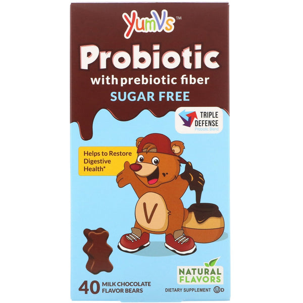 YumV's, Probiotic with Prebiotic Fiber, Milk Chocolate, Sugar-Free, 40 Bears - The Supplement Shop