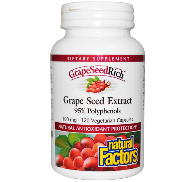 Natural Factors, GrapeSeedRich, Grape Seed Extract, 100 mg, 120 Vegetarian Capsules - The Supplement Shop