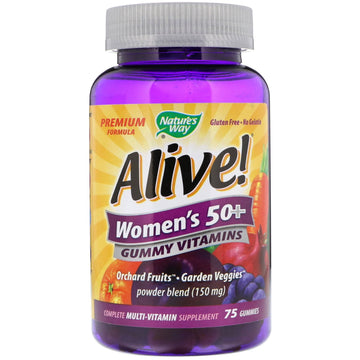 Nature's Way, Alive! Women's 50+ Gummy Vitamins, Fruit Flavors, 75 Gummies