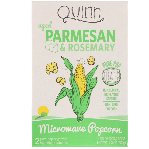 Quinn Popcorn, Microwave Popcorn, Parmesan & Rosemary, 2 Bags, 3.5 oz (100 g) Each - The Supplement Shop