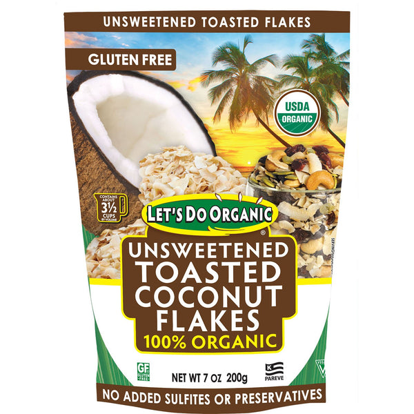 Edward & Sons, Let's Do Organic, 100% Organic Unsweetened Toasted Coconut Flakes, 7 oz (200 g) - The Supplement Shop