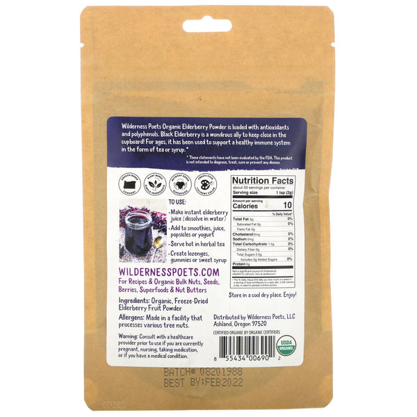 Wilderness Poets, Freeze Dried Elderberry Powder, 3.5 oz (99g) - The Supplement Shop
