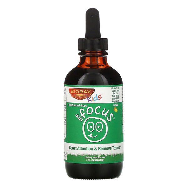 Bioray, NDF Focus, Boost Attention & Remove Toxins, Kids, Citrus Flavor, 4 fl oz (120 ml) - The Supplement Shop