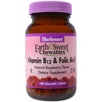 Bluebonnet Nutrition, EarthSweet Chewables, Vitamin B-12 & Folic Acid, Natural Raspberry Flavor, 180 Chewable Tablets - The Supplement Shop