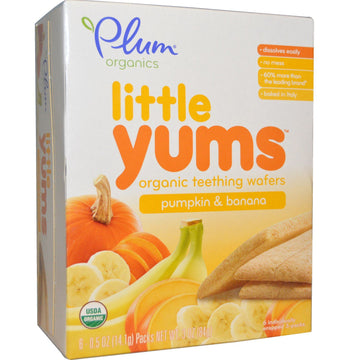 Plum Organics, Little Yums, Organic Teething Wafers, Pumpkin & Banana, 6 Packs, 0.5 oz (14.1 g) Each