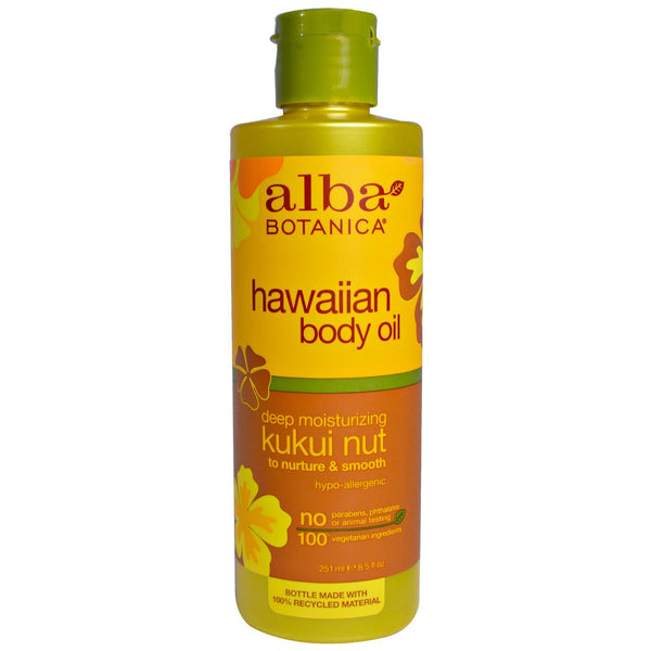 Alba Botanica, Hawaiian Body Oil, Kukui Nut, 8.5 fl oz (251 ml) - The Supplement Shop