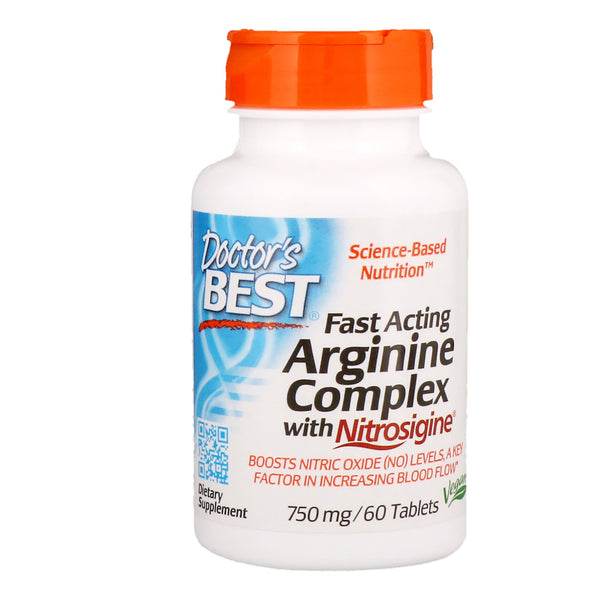 Doctor's Best, Fast Acting Arginine Complex with Nitrosigine, 750 mg, 60 Tablets - The Supplement Shop