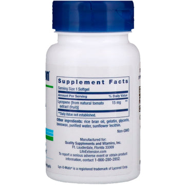 Life Extension, Mega Lycopene, 15 mg, 90 Softgels