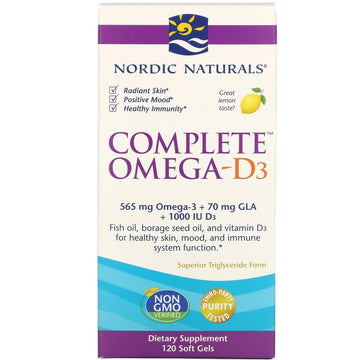 Nordic Naturals, Complete Omega-D3, Lemon, 1,000 mg, 120 Soft Gels