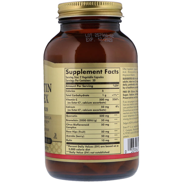 Solgar, Quercetin Complex with Ester-C Plus, 100 Vegetable Capsules - The Supplement Shop