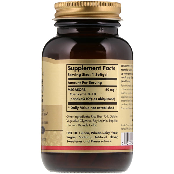 Solgar, Megasorb CoQ-10, 60 mg, 120 Softgels - The Supplement Shop