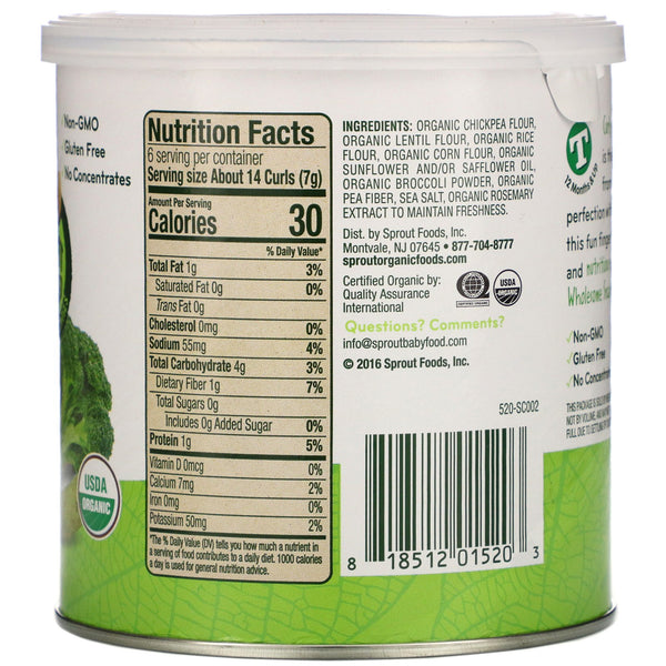 Sprout Organic, Curlz, Broccoli, 1.48 oz (42 g) - The Supplement Shop