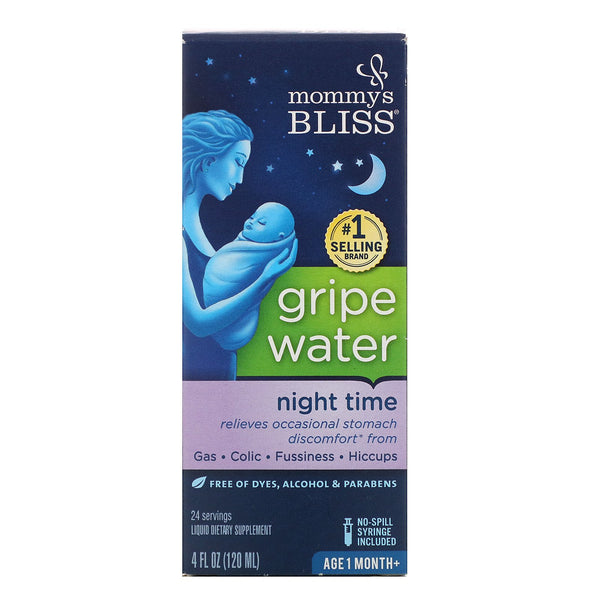Mommy's Bliss, Night Time, Gripe Water, 1 Month+, 4 fl oz (120 ml) - The Supplement Shop
