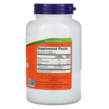 NOW Foods, Certified Organic Spirulina, 500 mg, 500 Tablets