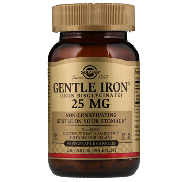 Solgar, Gentle Iron, 25 mg, 90 Vegetable Capsules