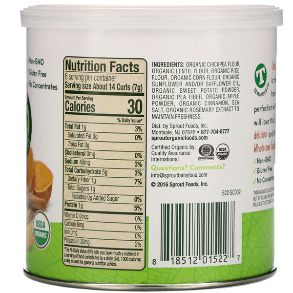 Sprout Organic, Curlz, Sweet Potato & Cinnamon, 1.48 oz (42 g) - The Supplement Shop