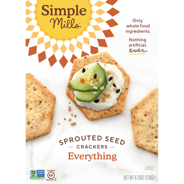 Simple Mills, Sprouted Seed Crackers, Everything, 4.25 oz (120 g) - The Supplement Shop