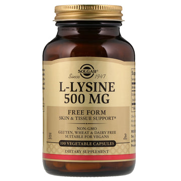 Solgar, L-Lysine, Free Form, 500 mg, 100 Vegetable Capsules