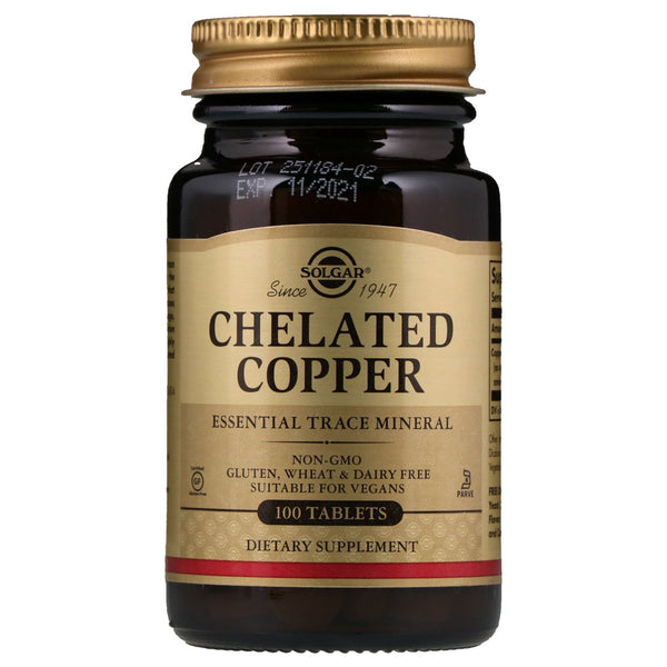 Solgar, Chelated Copper, 100 Tablets - The Supplement Shop