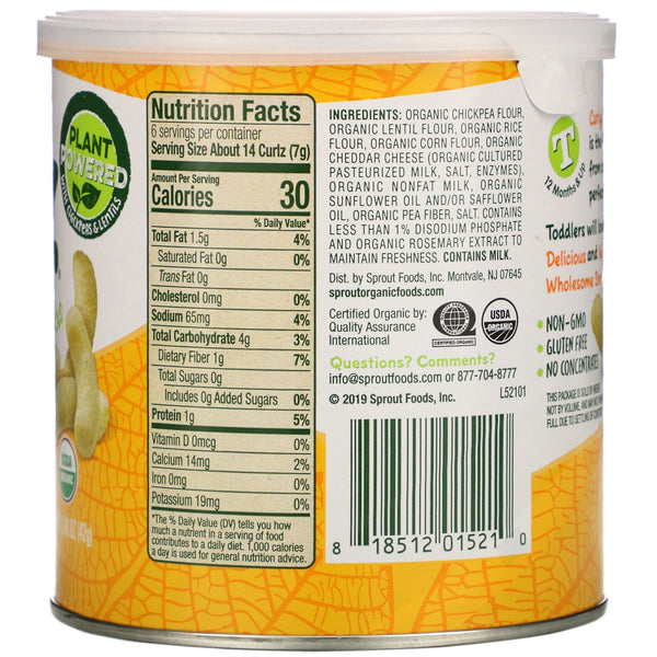 Sprout Organic, Curlz, White Cheddar, 1.48 oz (42 g)