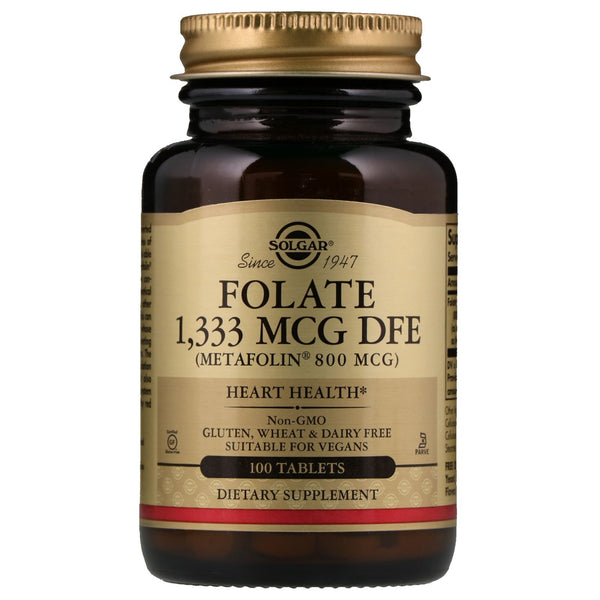 Solgar, Folate , 800 mcg, 100 Tablets - The Supplement Shop