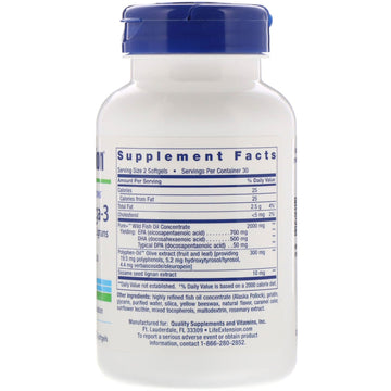 Life Extension, Super Omega-3, EPA/DHA Fish Oil, Sesame Lignans & Olive Extract, 60 Softgels