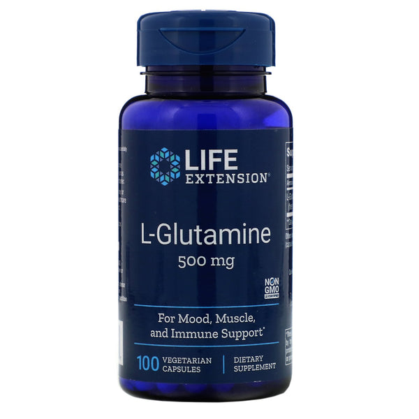 Life Extension, L-Glutamine, 500 mg, 100 Vegetarian Capsules - The Supplement Shop