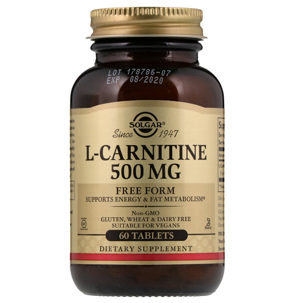 Solgar, L-Carnitine, Free Form, 500 mg, 60 Tablets - The Supplement Shop