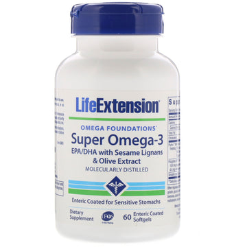 Life Extension, Omega Foundations, Super Omega-3, 60 Enteric Coated Softgels