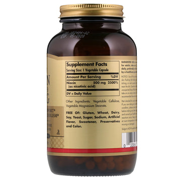 Solgar, Niacin (Vitamin B3), 500 mg, 250 Vegetable Capsules