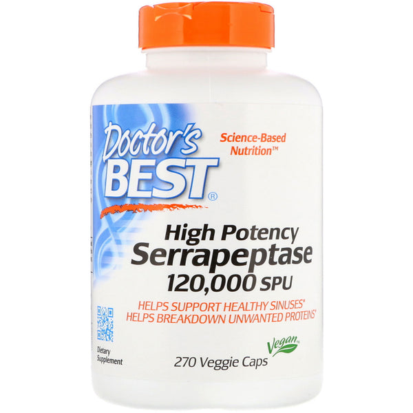 Doctor's Best, High Potency Serrapeptase, 120,000 SPU, 270 Veggie Caps - The Supplement Shop