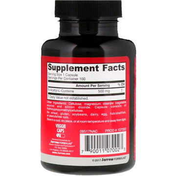 Jarrow Formulas, N-A-C N-Acetyl-L-Cysteine, 500 mg, 100 Veggie Caps