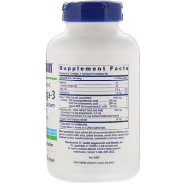 Life Extension, Super Omega-3, EPA/DHA Fish Oil, Sesame Lignans & Olive Extract, 120 Softgels