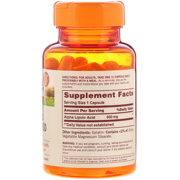 Sundown Naturals, Alpha Lipoic Acid, 600 mg, 60 Capsules - The Supplement Shop