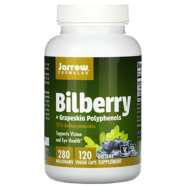 Jarrow Formulas, Bilberry + Grapeskin Polyphenols, 280 mg, 120 Veggie Caps - The Supplement Shop