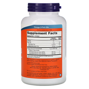 NOW Foods, Omega-3 Fish Oil, 180 Softgels