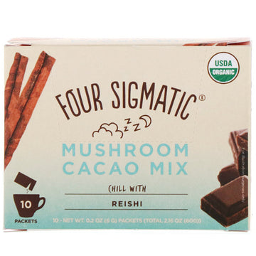 Four Sigmatic, Mushroom Cacao Mix, Sweet+ Cinnamon, 10 Packets, 0.2 oz (6 g) Each