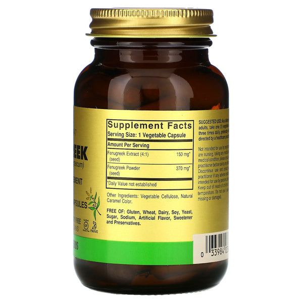 Solgar, Fenugreek, 100 Vegetable Capsules - The Supplement Shop