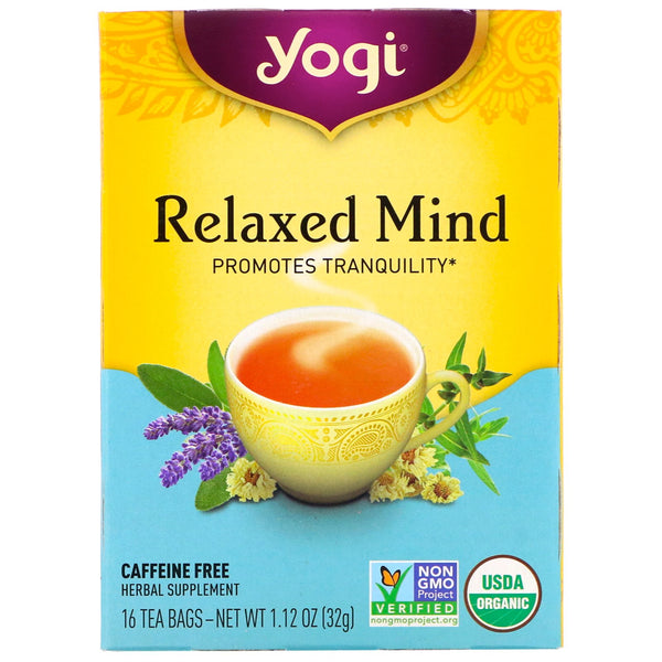 Yogi Tea, Organic Relaxed Mind, Caffeine Free, 16 Tea Bags, 1.12 oz (32 g) - The Supplement Shop