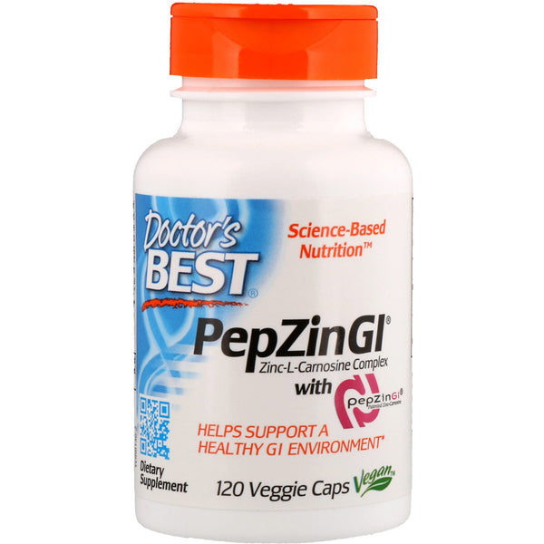 Doctor's Best, PepZin GI, Zinc-L-Carnosine Complex, 120 Veggie Caps - The Supplement Shop