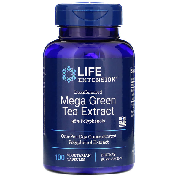 Life Extension, Mega Green Tea Extract, Decaffeinated, 100 Vegetarian Capsules - The Supplement Shop