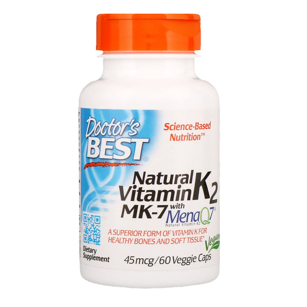 Doctor's Best, Natural Vitamin K2 MK-7 with MenaQ7, 45 mcg, 60 Veggie Caps - The Supplement Shop
