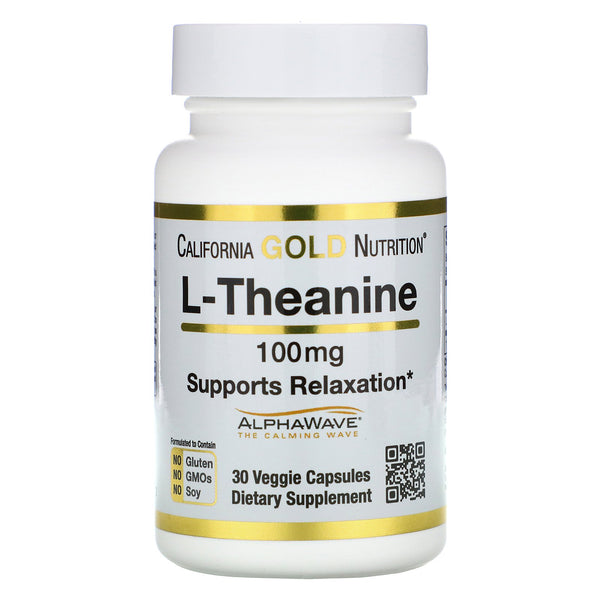 California Gold Nutrition, L-Theanine, AlphaWave, Supports Relaxation, Calm Focus, 100 mg, 30 Veggie Capsules
