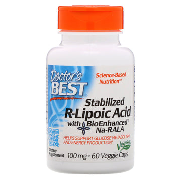 Doctor's Best, Stabilized R-Lipoic Acid with BioEnhanced Na-RALA, 100 mg, 60 Veggie Caps