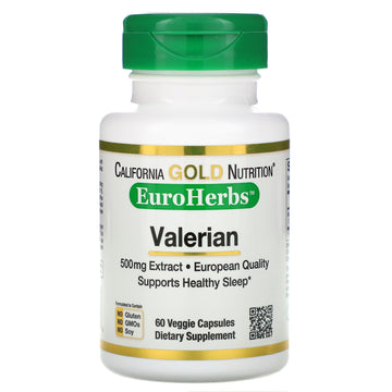 California Gold Nutrition, Valerian, EuroHerbs, 500 mg, 60 Veggie Caps