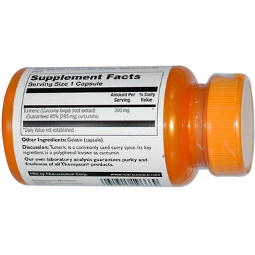 Thompson, Turmeric Curcumin, 300 mg, 60 Capsules