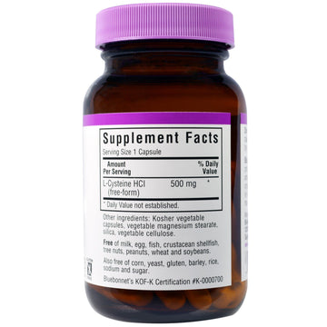 Bluebonnet Nutrition, L-Cysteine, 500 mg, 60 Vegetable Capsules