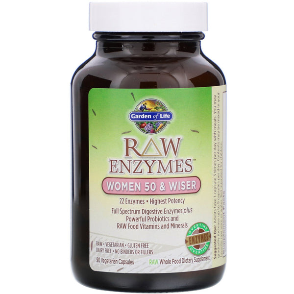 Garden of Life, RAW Enzymes, Women 50 & Wiser, 90 Vegetarian Capsules - The Supplement Shop