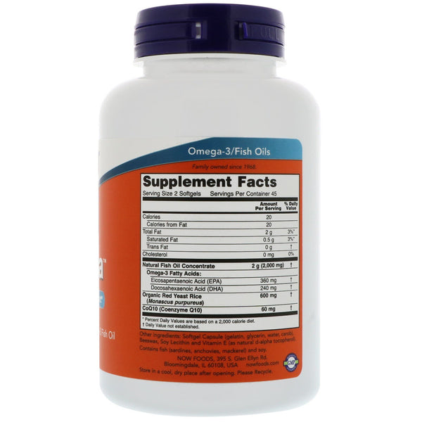 Now Foods, Red Omega, Red Yeast Rice with CoQ10, 30 mg, 90 Softgels - The Supplement Shop